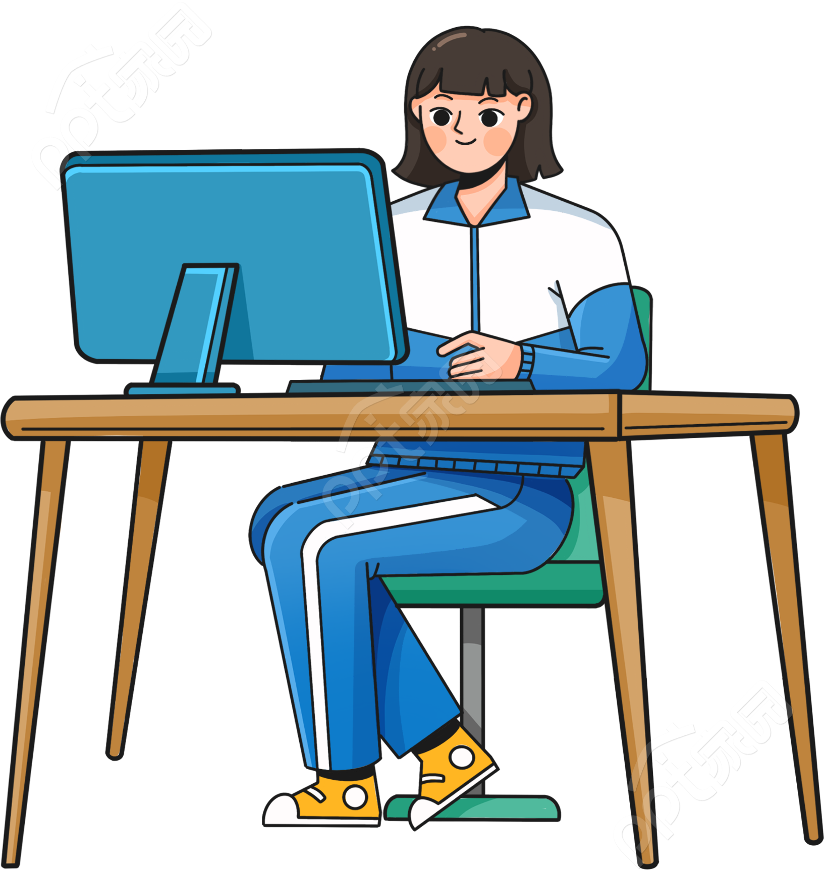 看电脑女生图片