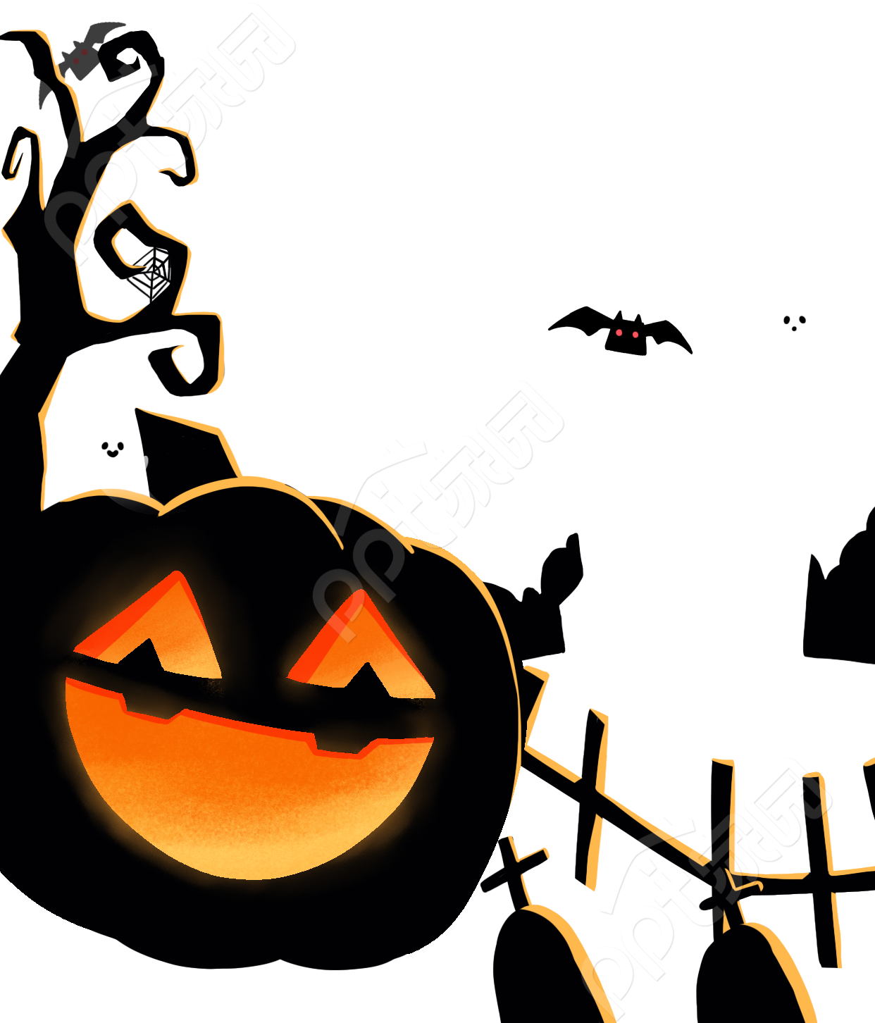 南瓜枯树图片素材