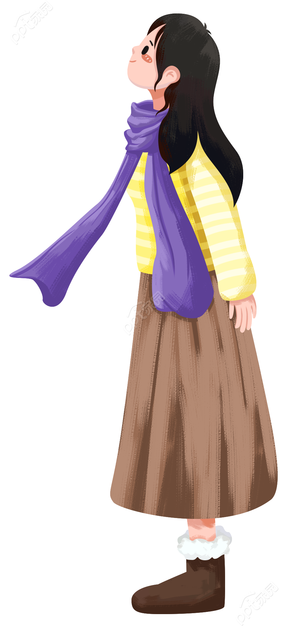 冬天的小女孩素材