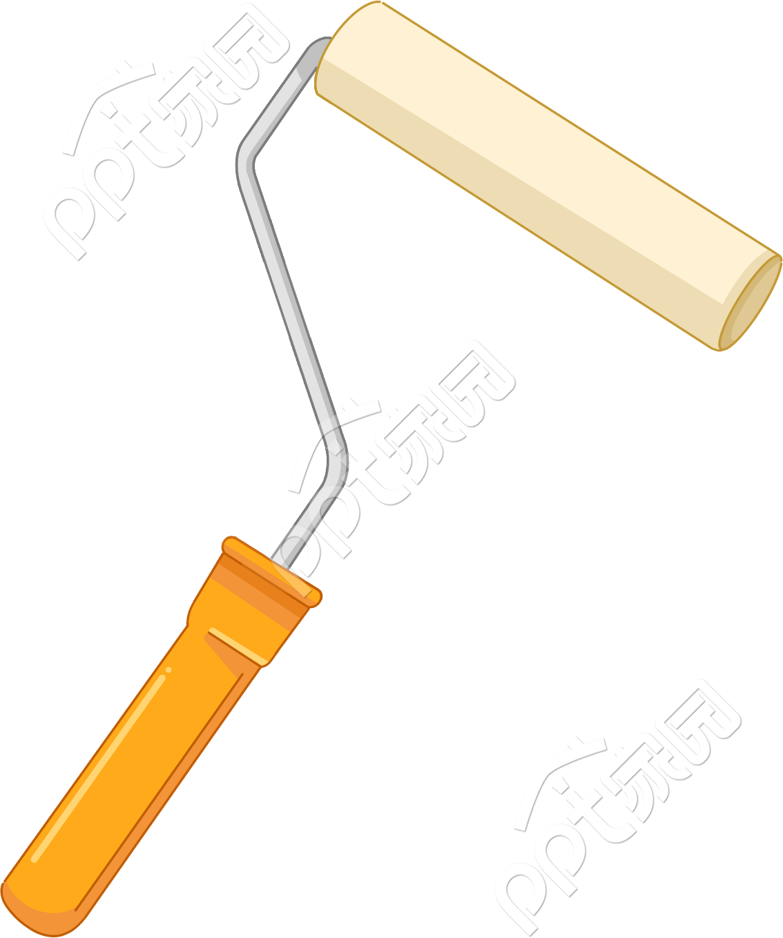 卡通手绘橡胶柄刷漆滚筒刷子图片免抠素材