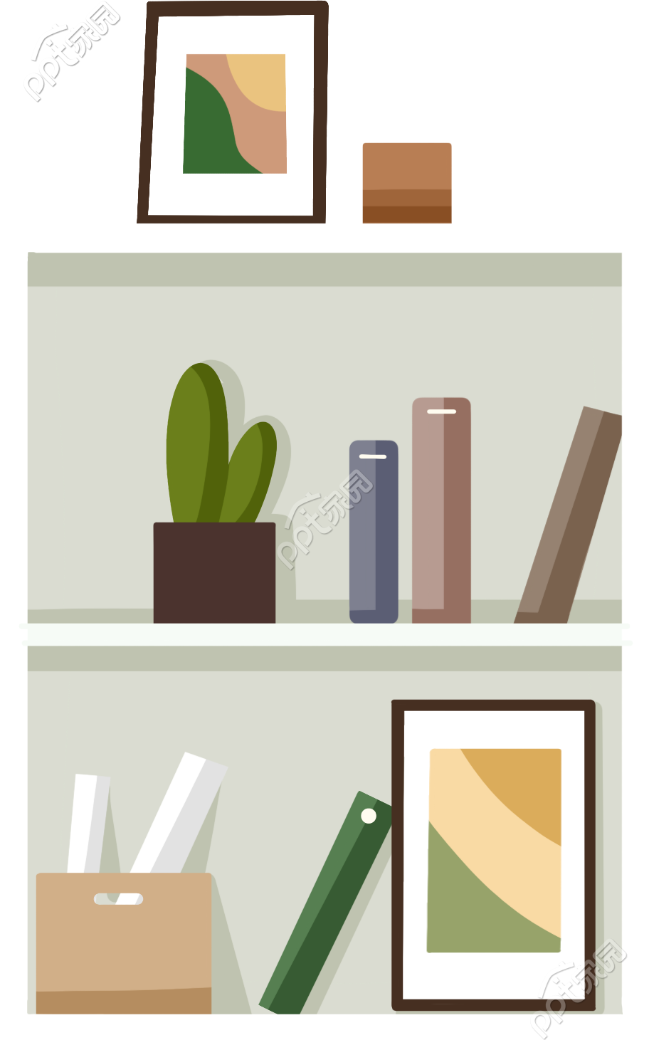 卡通简约风室内装饰柜免抠素材图片