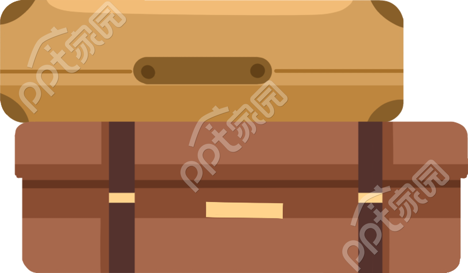 卡通手绘简约两个行李箱免抠素材