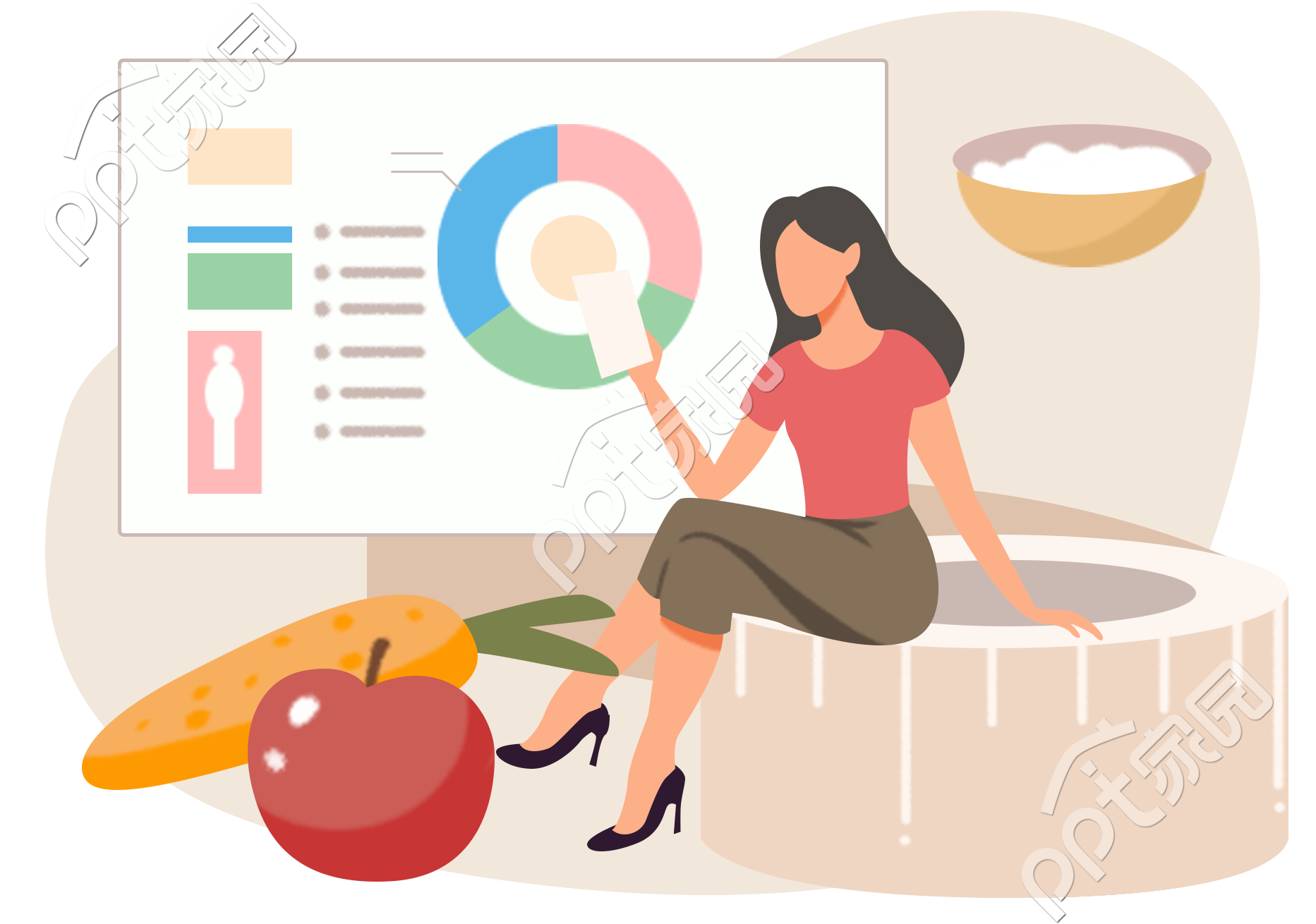 卡通手绘减肥元素宣传免抠素材