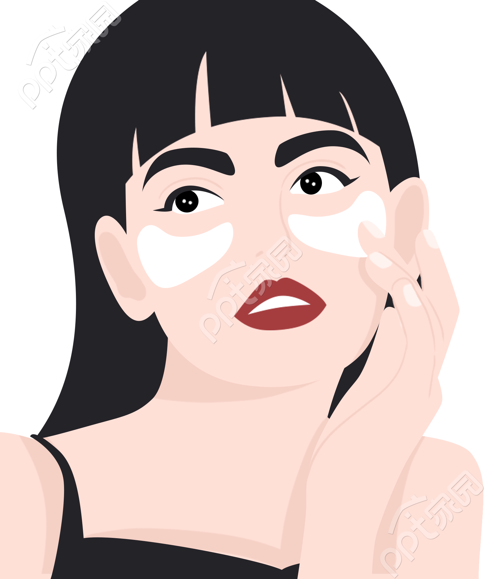 卡通手绘美容女生免抠素材