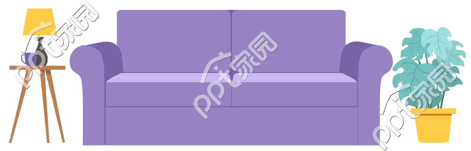 卡通手绘沙发家具免抠素材