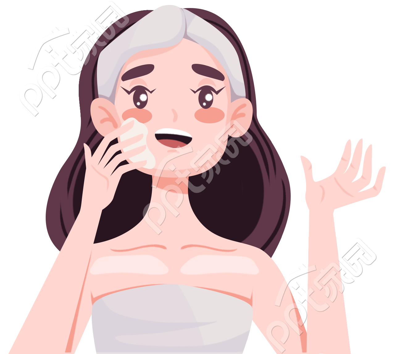 卡通手绘美容小姐姐免抠素材