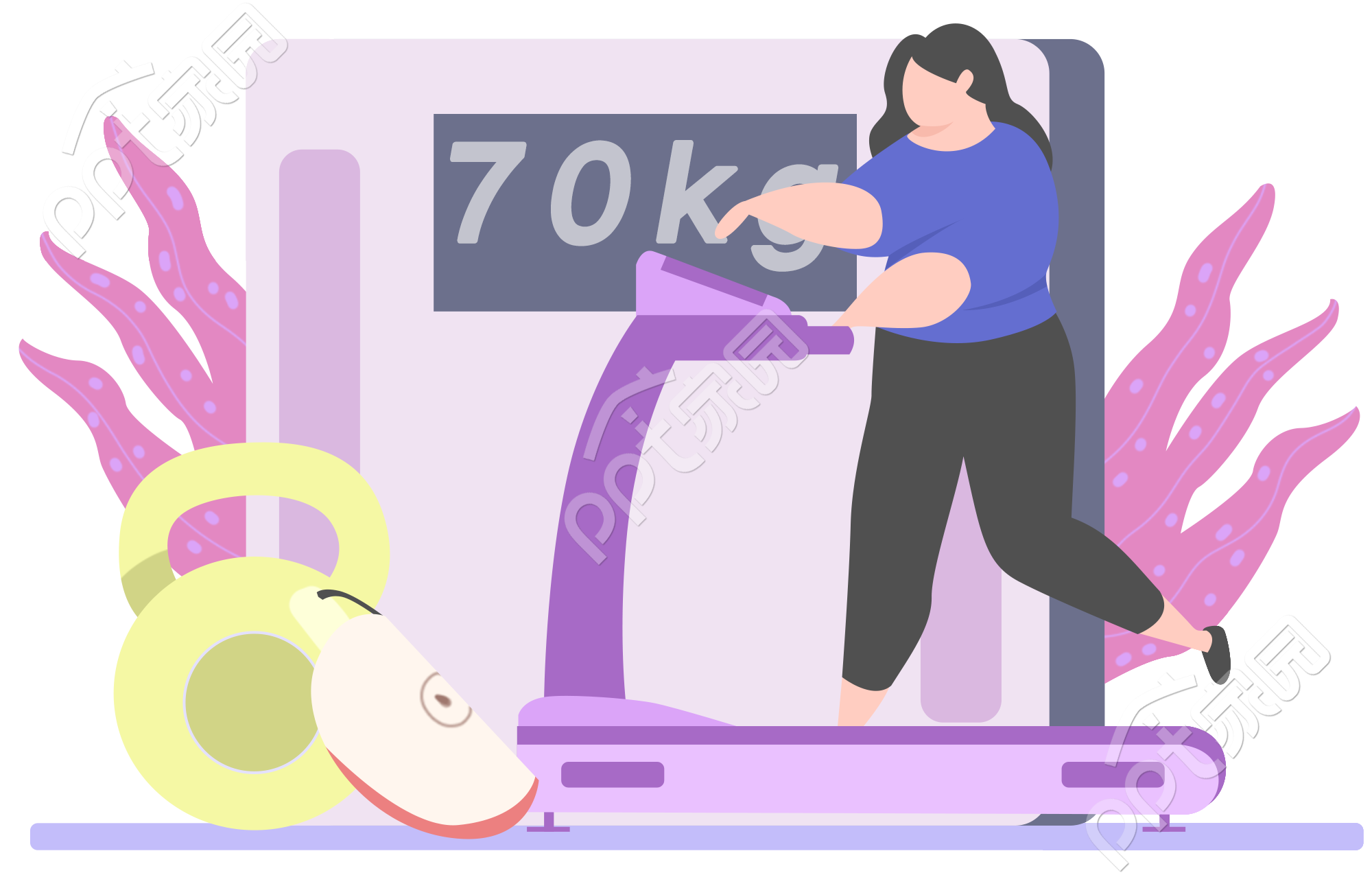 卡通手绘减肥组合元素免抠素材