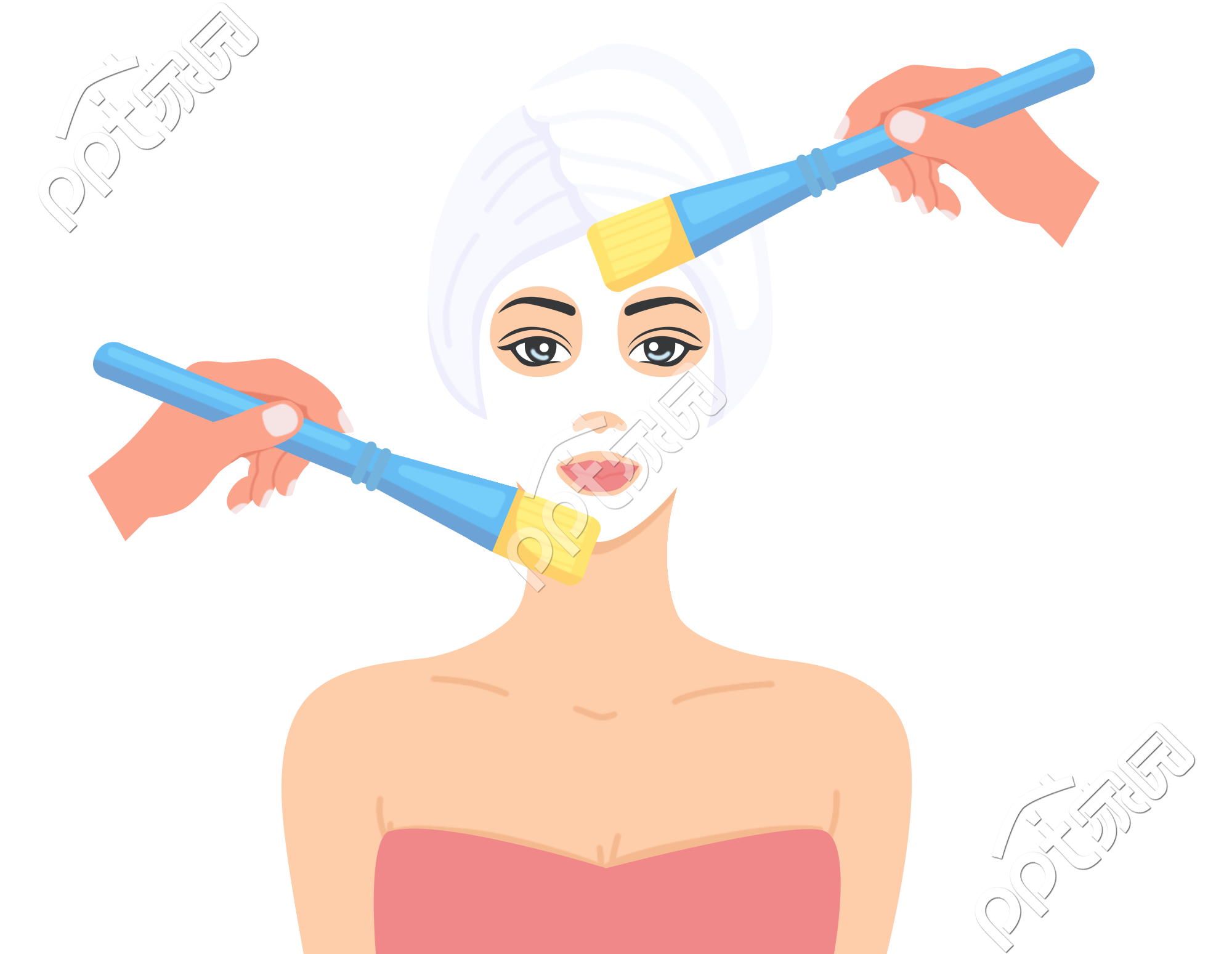 卡通手绘美白元素免抠素材