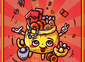 卡通手绘招财进宝春节祝福手机海报下载推荐