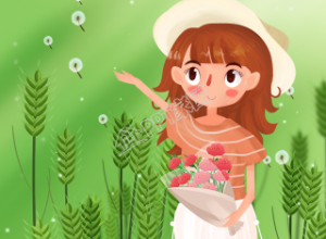 手绘清新绿色美好时光祝福手机海报下载推荐