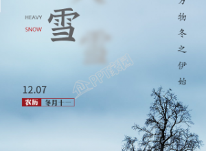 实景树木背景的大雪节气手机海报下载推荐