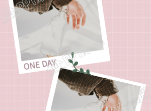 粉色网格相片记录分享上下双图正方形拼图下载推荐