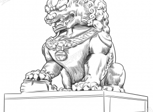 手绘石狮子线描下载推荐