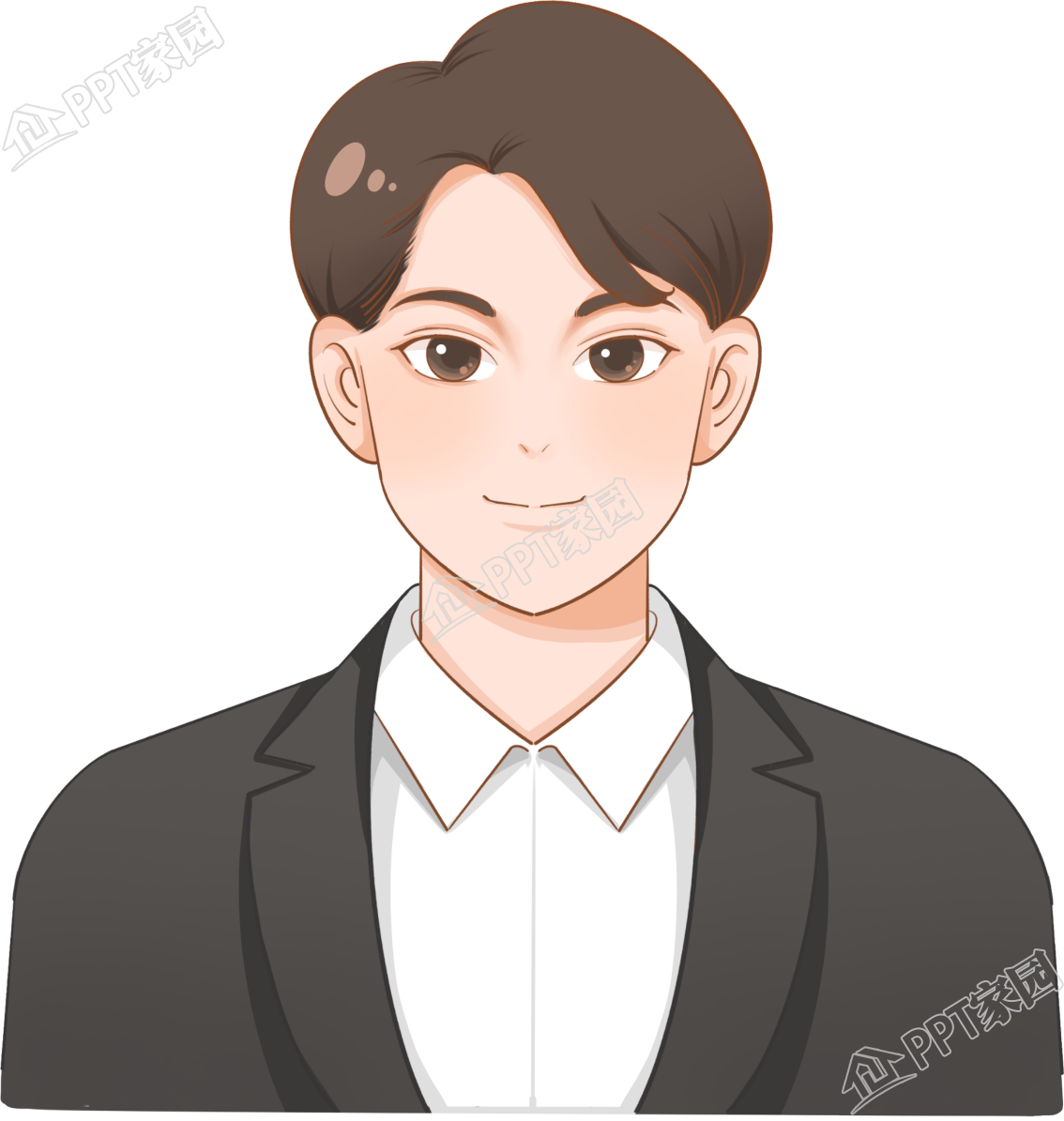 卡通手绘男生证件照头像免抠图片素材