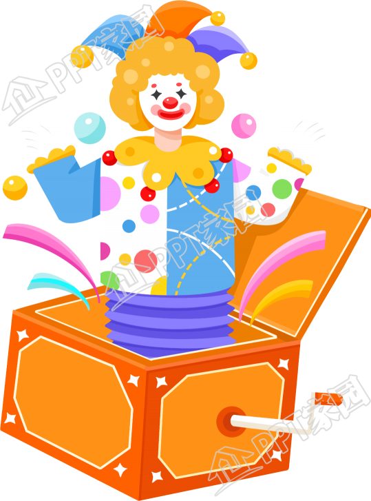 手绘愚人节礼物盒小丑免抠人物图片素材