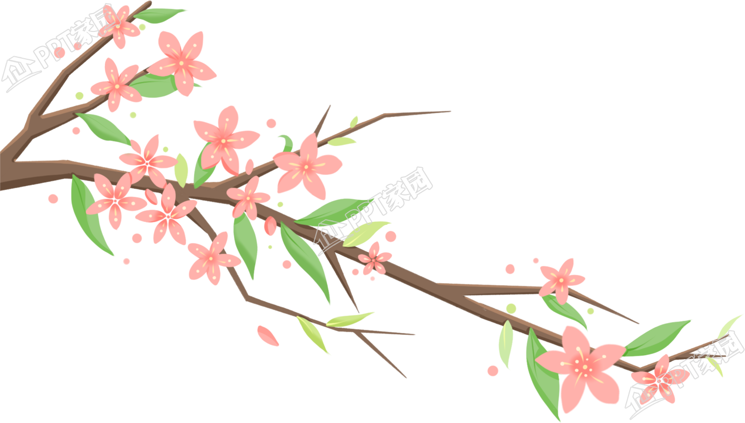 春天主题粉色花枝图片免抠素材