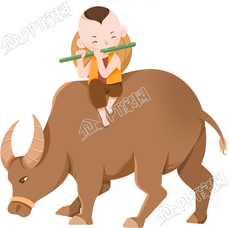 清明节主题手绘骑牛的牧童人物图片免抠素材