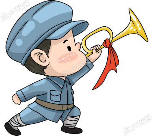 手绘卡通冲锋号军人图片素材