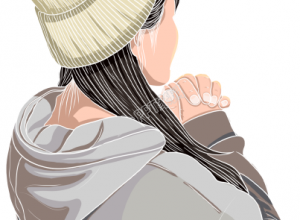 手绘祈祷女孩背影图片素材下载推荐