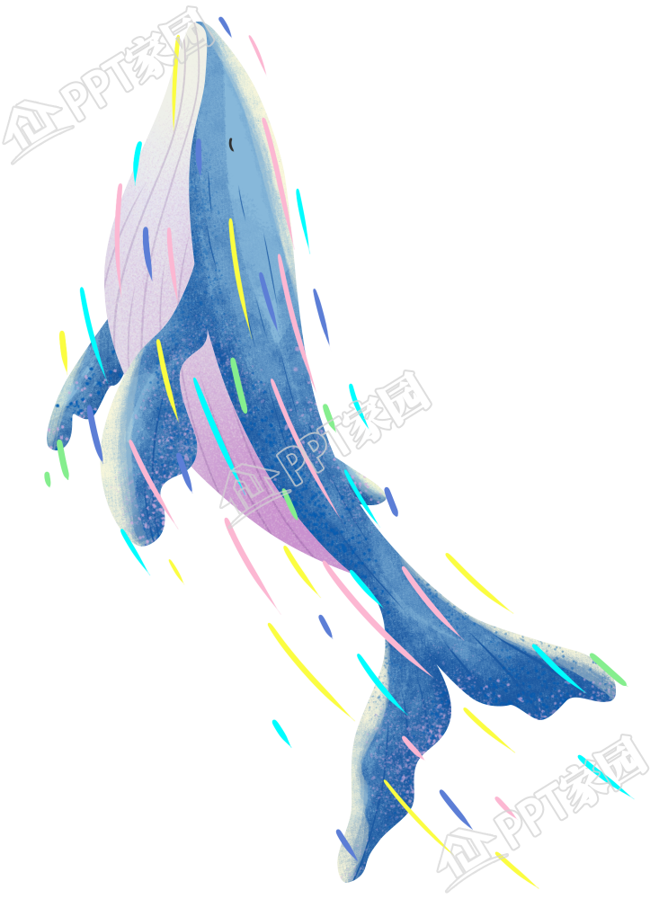手绘炫彩鲸鱼免抠图片素材