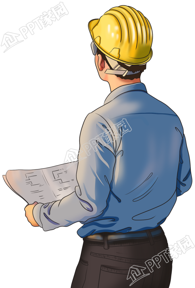 手绘工程师背影人物图片素材