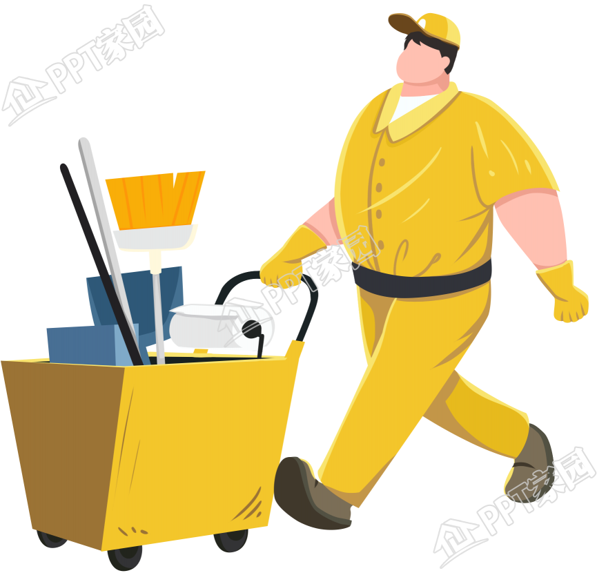 手绘男保洁员免抠图片素材