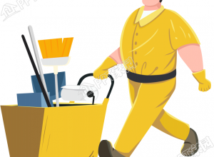 手绘男保洁员免抠图片素材下载推荐