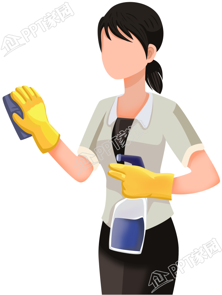 手绘女保洁员人物图片素材