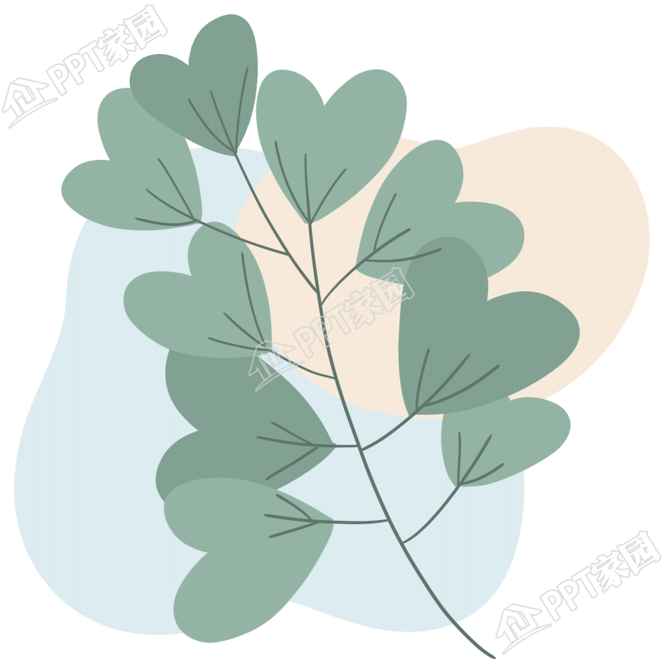 手绘可爱的爱心叶子植物图片素材