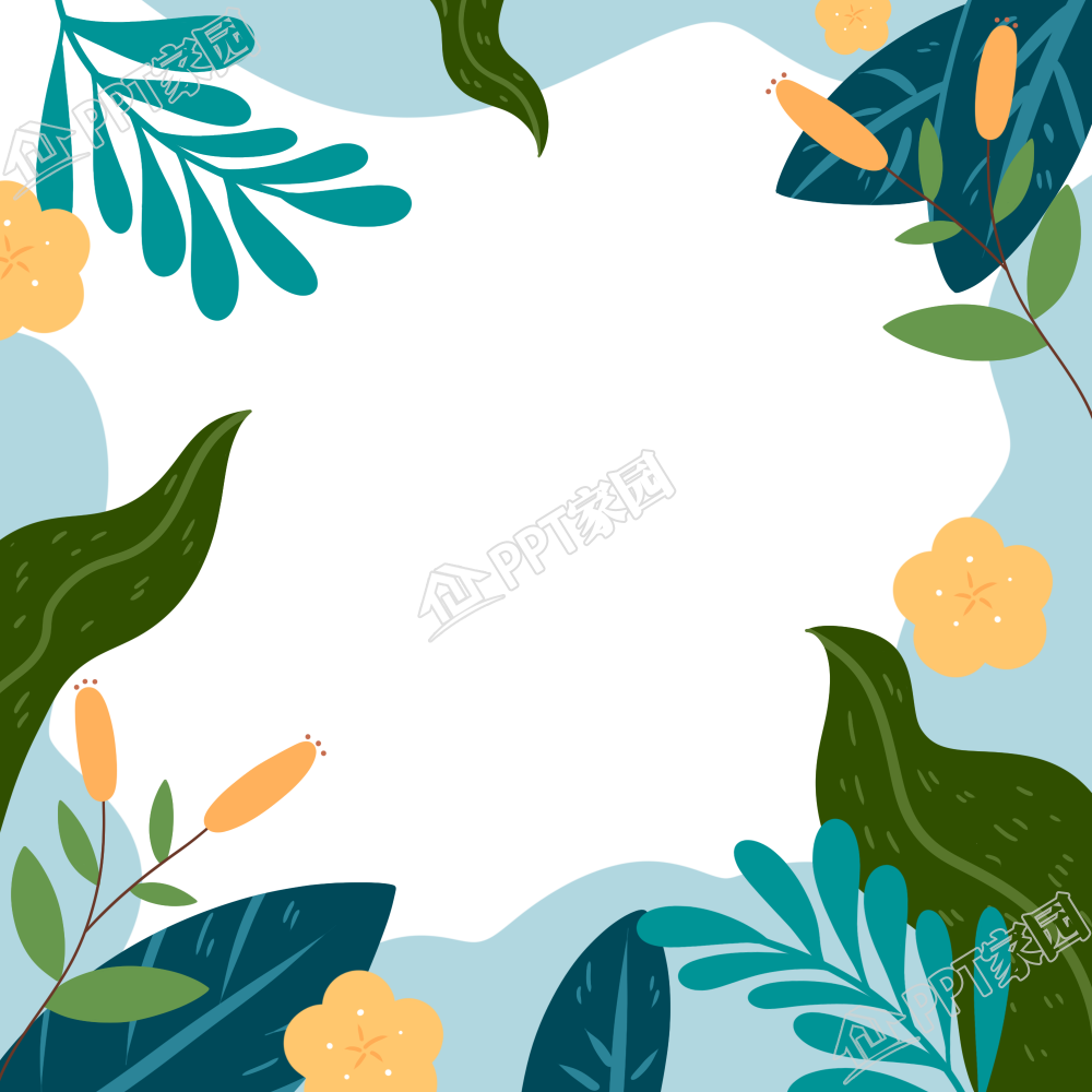 清新绿色花草边框图片素材