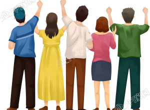 多人欢呼背影插画图片素材下载推荐
