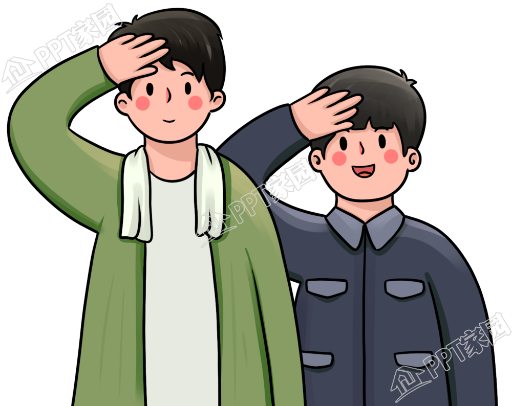 手绘青年敬礼图片素材
