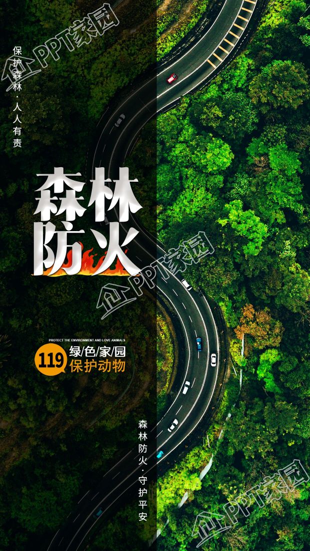 森林防火保护绿色家园实景图片宣传海报