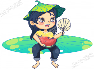 手绘夏天吃西瓜的小孩人物素材下载推荐