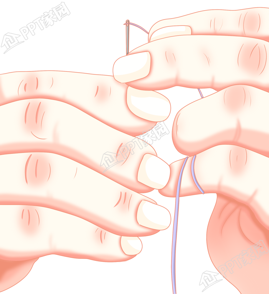 手绘缝衣服的手图片素材