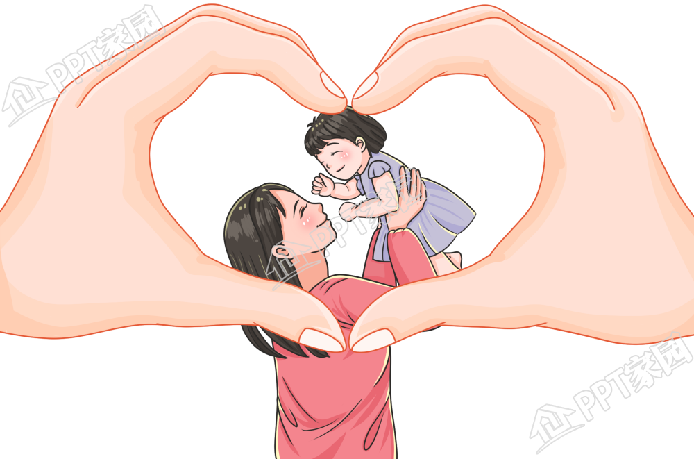 手绘伟大母亲节母女图片素材