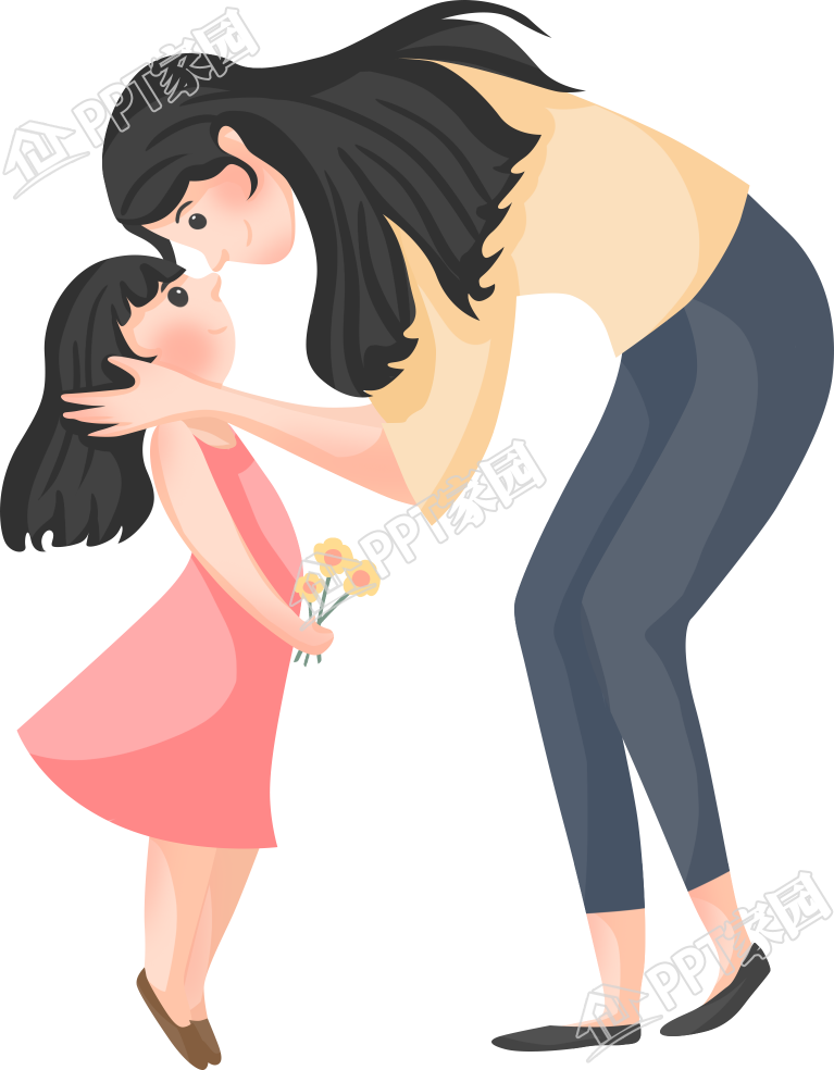 手绘妈妈亲吻孩子图片素材