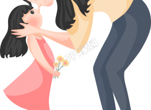 手绘妈妈亲吻孩子图片素材下载推荐