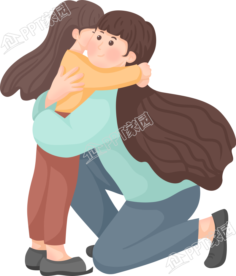 手绘妈妈拥抱孩子图片素材