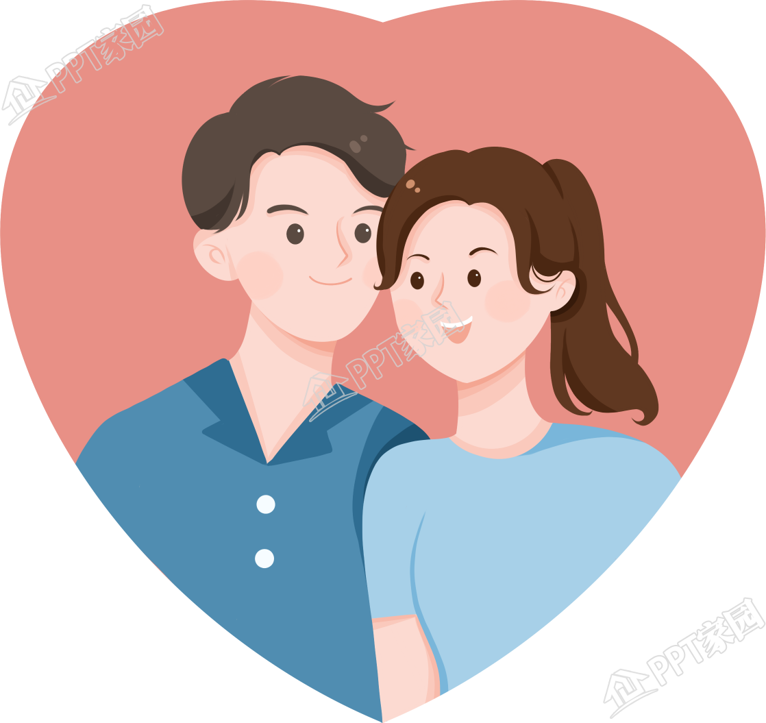 浪漫情侣合影图片卡通手绘免抠素材