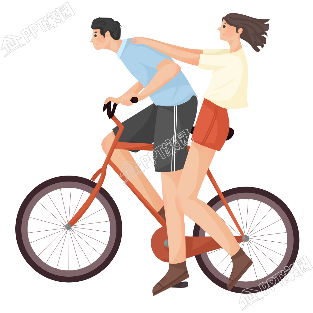 甜蜜情侣骑车图片卡通手绘人物免抠素材