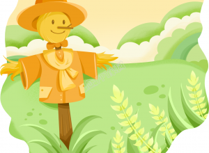 稻田里的稻草人图片卡通手绘免抠素材下载推荐