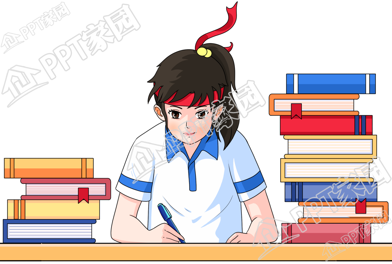 励志女学生图片卡通手绘免抠素材