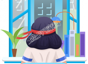 努力女生学习背影图片卡通手绘免抠素材下载推荐