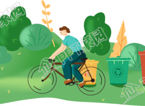 卡通手绘插画低碳出行骑自行车的男生图片下载推荐