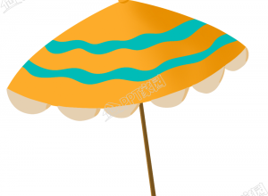 卡通手绘绿色条纹遮阳伞图片素材下载推荐