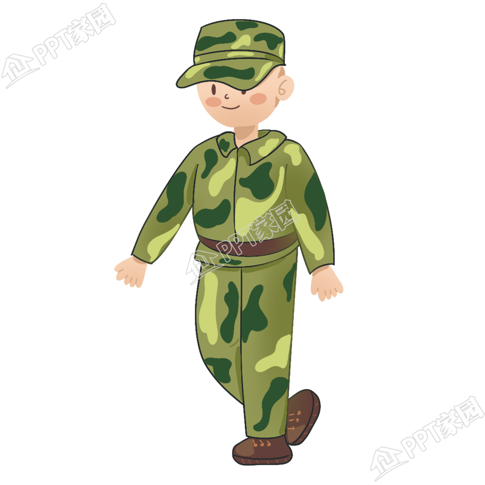 手绘插画穿迷彩服军训男生矢量图片素材下载推荐