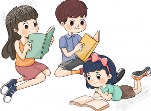 卡通手绘男孩女孩人物读书学习休闲娱乐活动免抠透明素材下载推荐