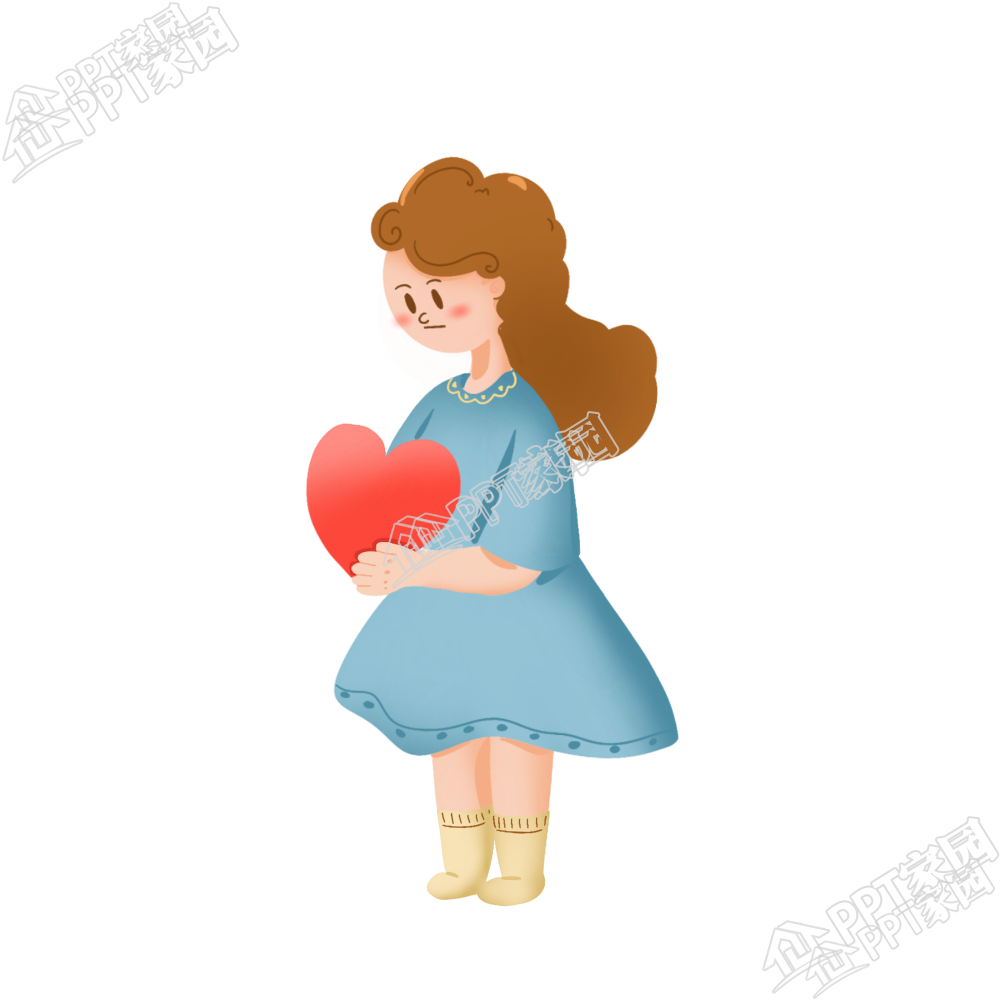 卡通女生人物小女孩手捧爱心公益环保安全防护免抠素材