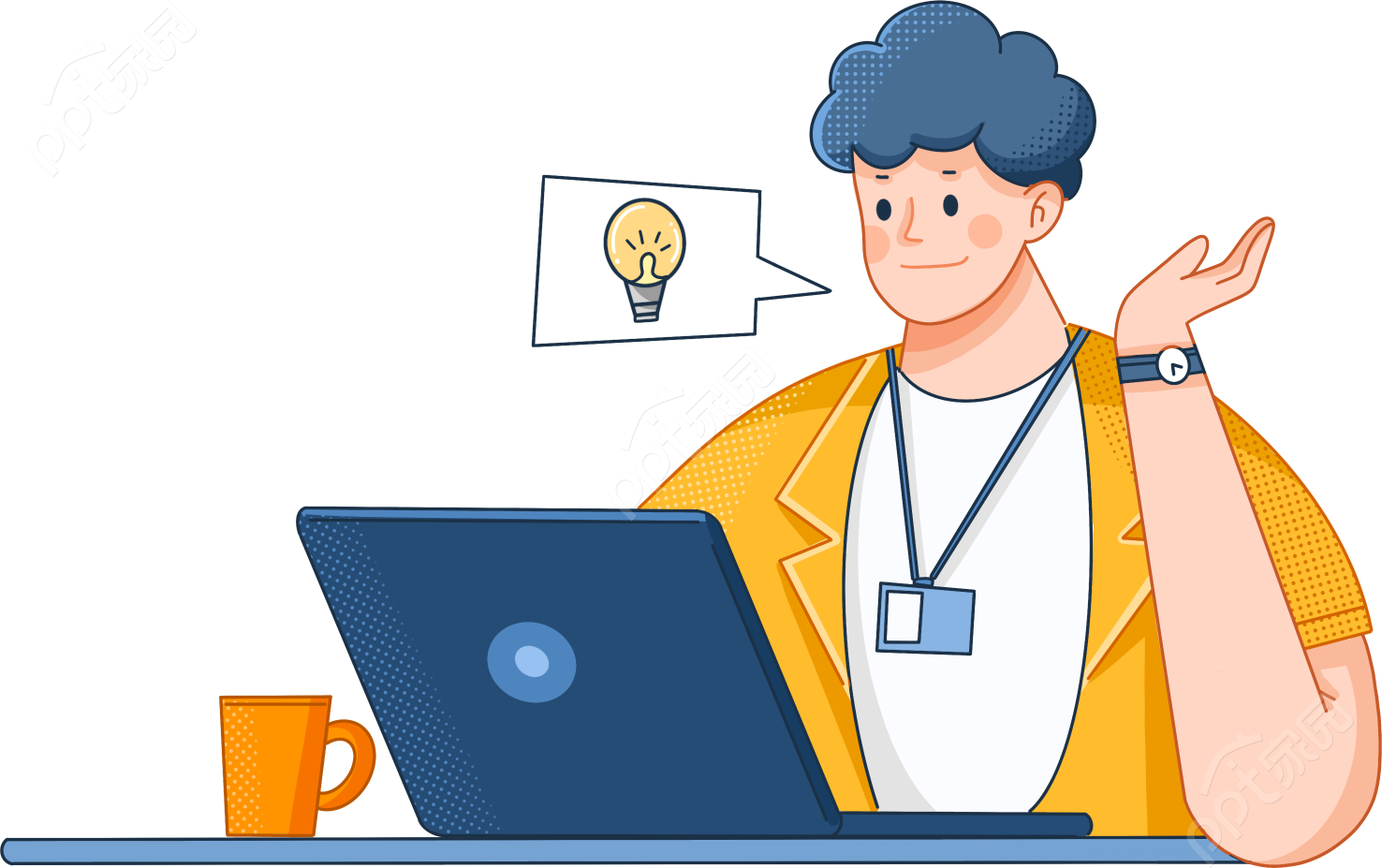 商务手绘办公职场创意策划工作男生图片素材下载推荐